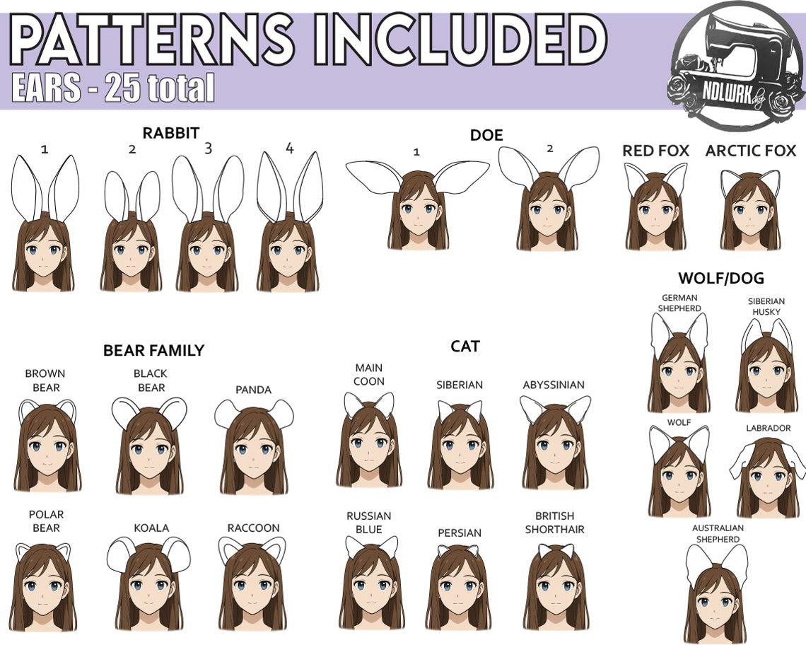 Easy No-Sew Animal Ears and Tails Pattern / Downloadable PDF File and Tutorial Book