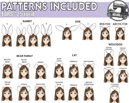 Easy No-Sew Animal Ears and Tails Pattern / Downloadable PDF File and Tutorial Book