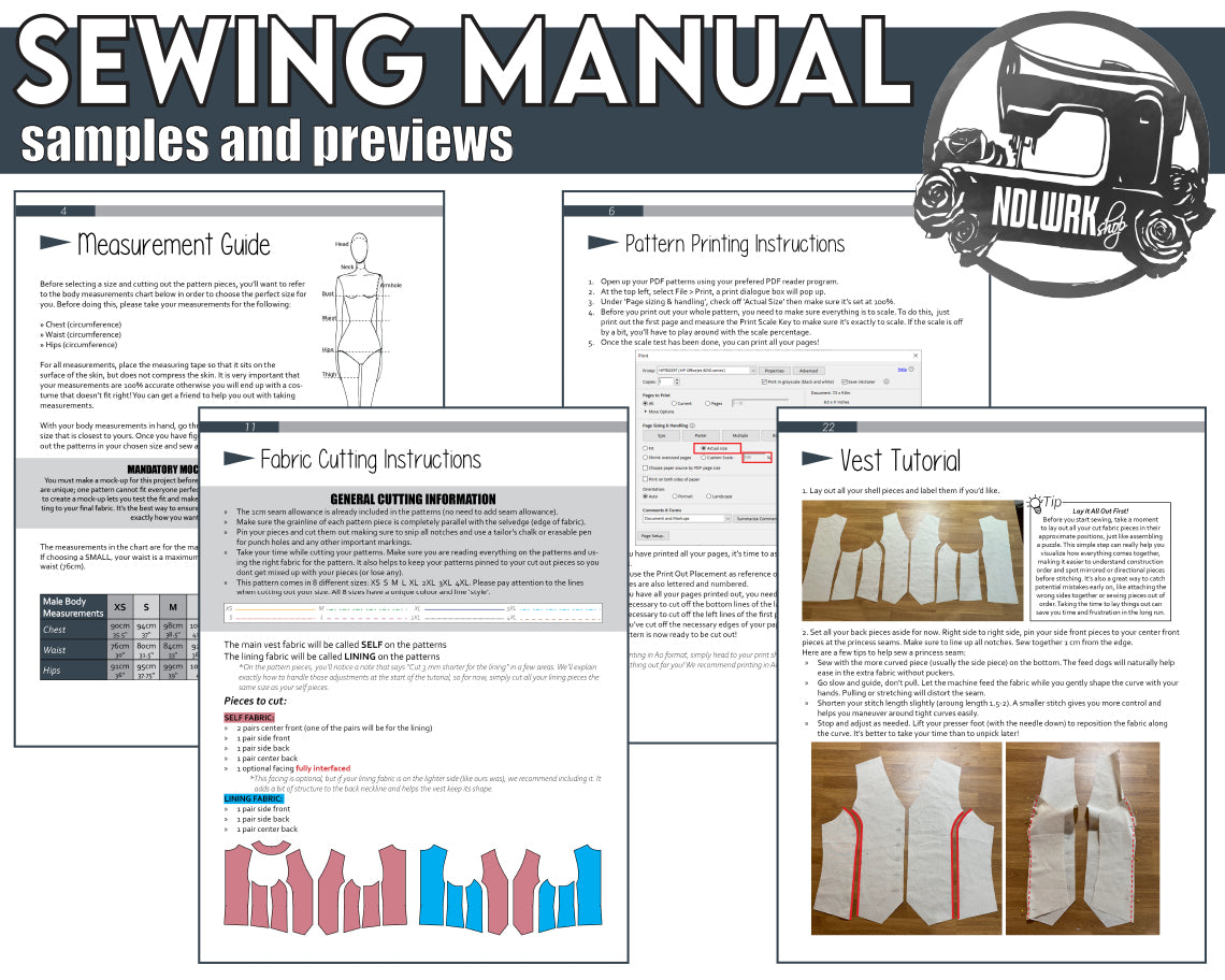 Easy Waistcoat Sewing Pattern PDF | Fully Lined Vest Pattern + Tutorial Book