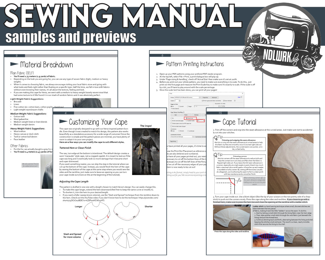 Easy Cape Pattern | Fur Shoulder Collar Sewing PDF + Tutorial Book