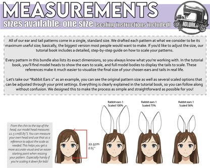 Easy No-Sew Animal Ears and Tails Pattern / Downloadable PDF File and Tutorial Book
