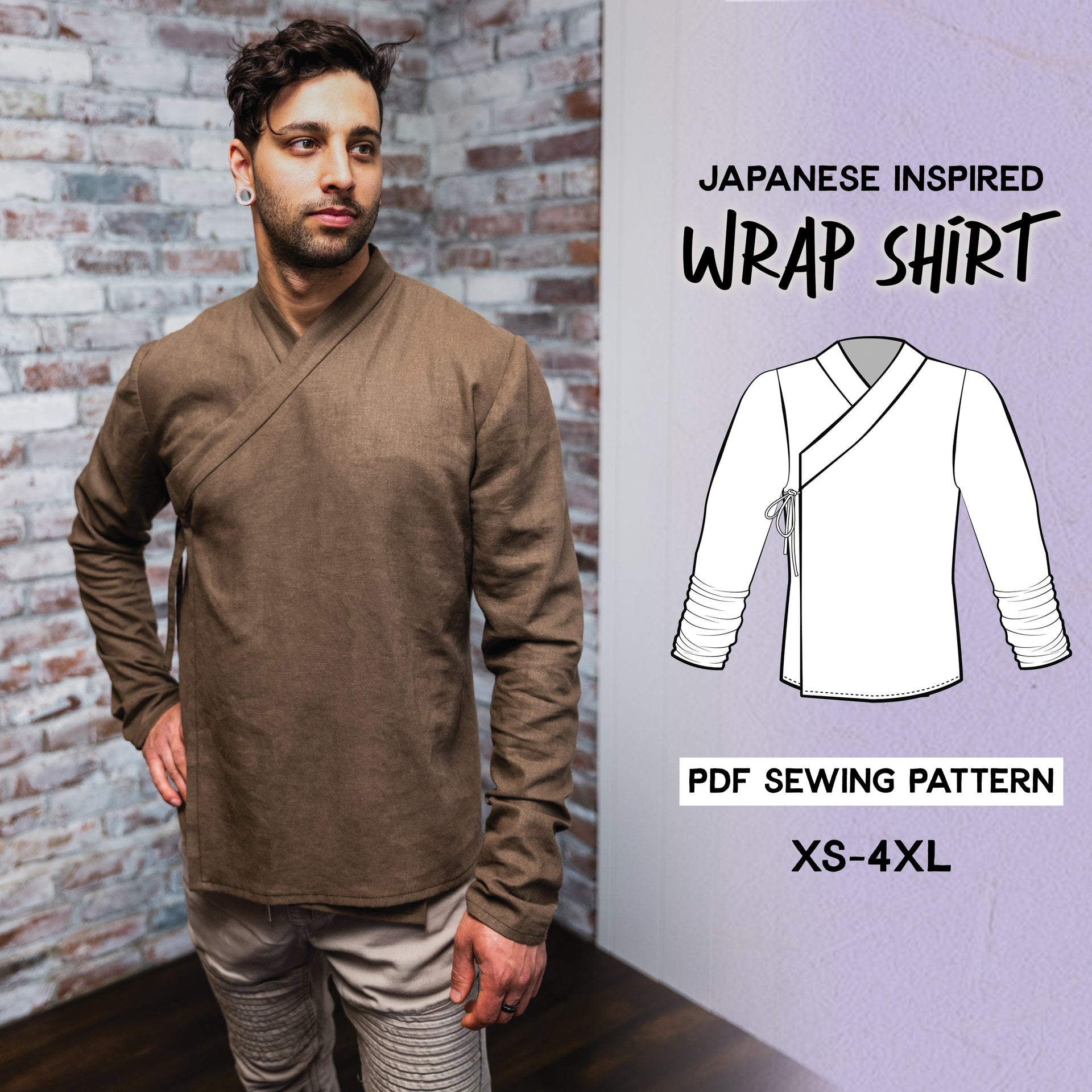 Japanese Wrap Shirt Sewing Pattern Kimono & Hanfu Inspired Japanese Wrap Shirt Sewing Pattern Kimono & Hanfu Inspired