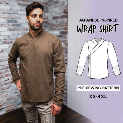 Japanese Wrap Shirt Sewing Pattern – Kimono & Hanfu Inspired / Downloadable PDF File and Tutorial Book