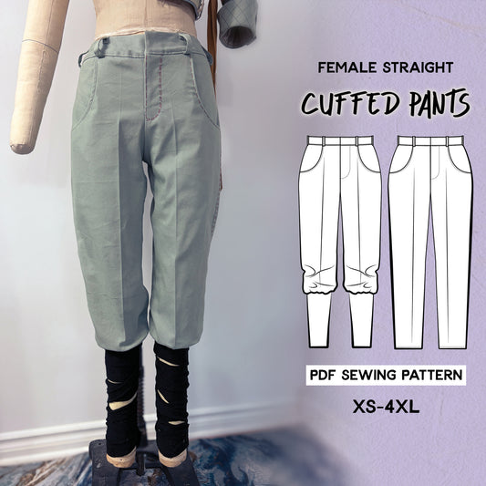 Female Straight Cuffed Pants Sewing Pattern | Expedition33 inspired | PDF File and Tutorial Book