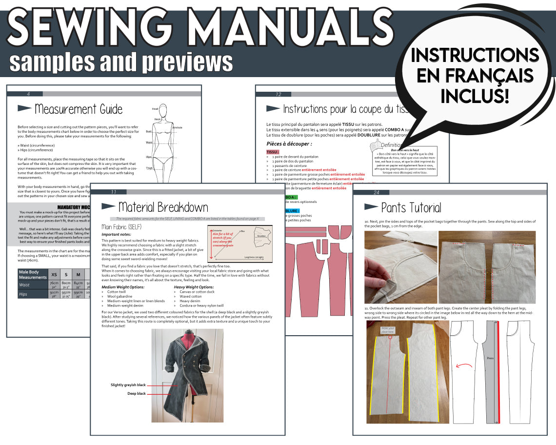 Verso Cosplay Sewing Pattern Bundle – Jacket, Vest, Pants, Cape, Sash & Belts + Six Tutorial books