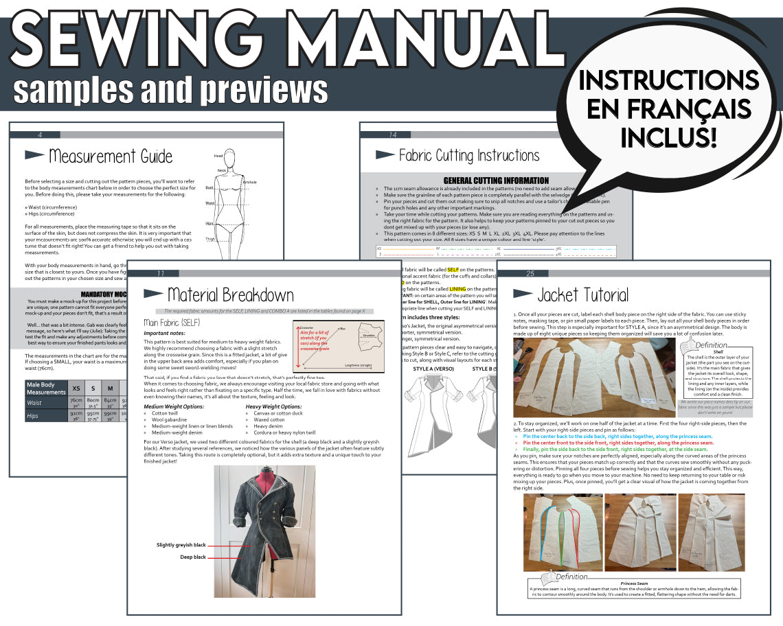 Verso Jacket Sewing Pattern | Fully Lined Coat Pattern + Tutorial Book