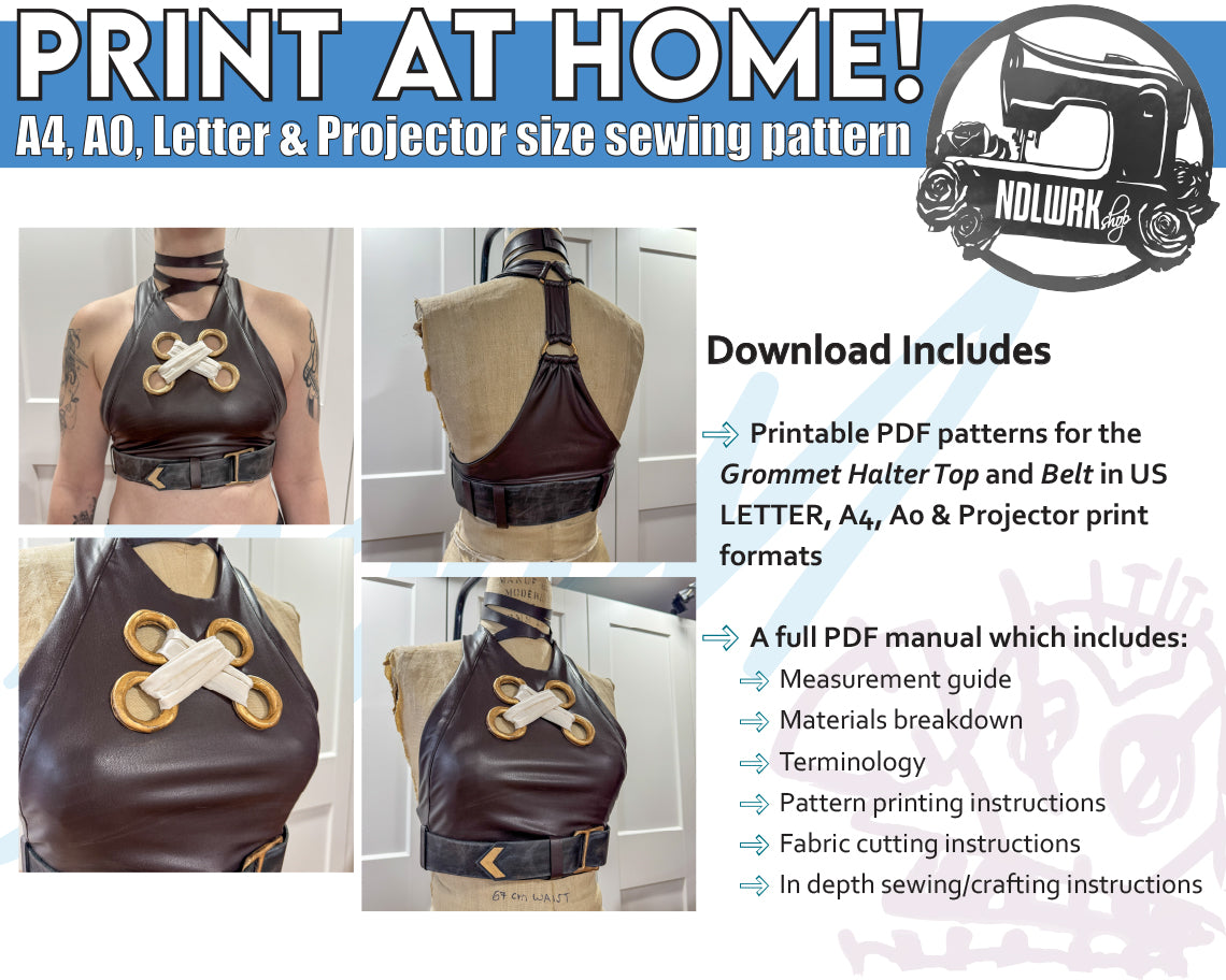 Grommet Halter Top Sewing Pattern/Downloadable PDF File and Tutorial Book