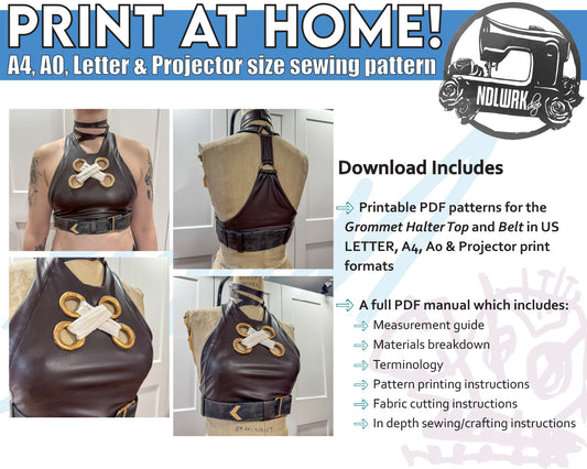 Grommet Halter Top Sewing Pattern/Downloadable PDF File and Tutorial Book