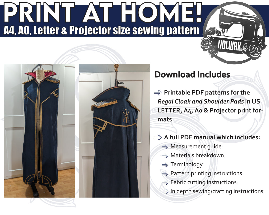 Regal Cloak Sewing Pattern/Downloadable PDF File and Tutorial Book