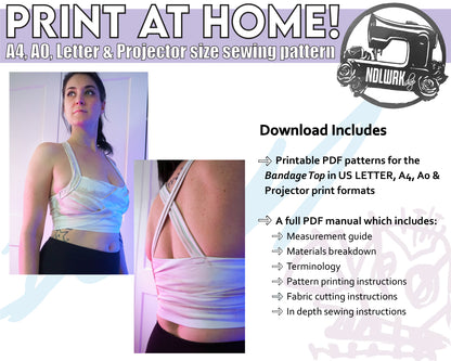 Bandage Top Sewing Pattern/Downloadable PDF File and Tutorial Book