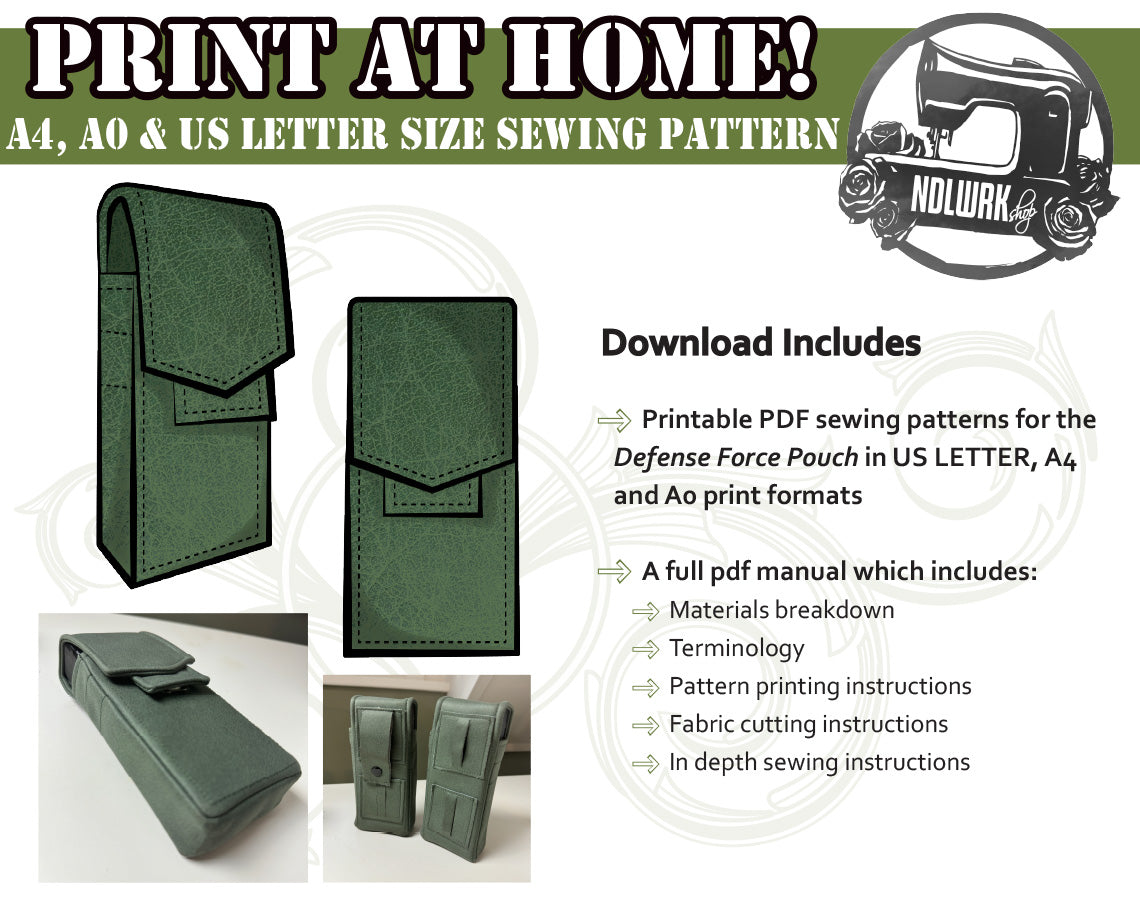 Defense Force Pouch Sewing Pattern/Downloadable PDF File