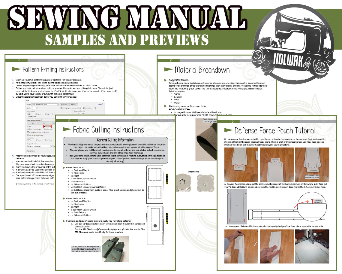 Defense Force Pouch Sewing Pattern/Downloadable PDF File