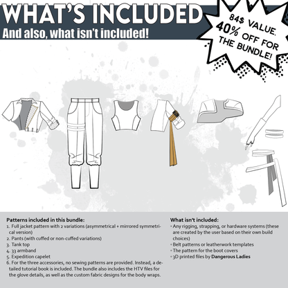 Sciel Cosplay Pattern Bundle | Clair Obscur Expedition 33 | Jacket, Crop Top, Pants, Armband, Capelet & Accessories + 6 Tutorial books