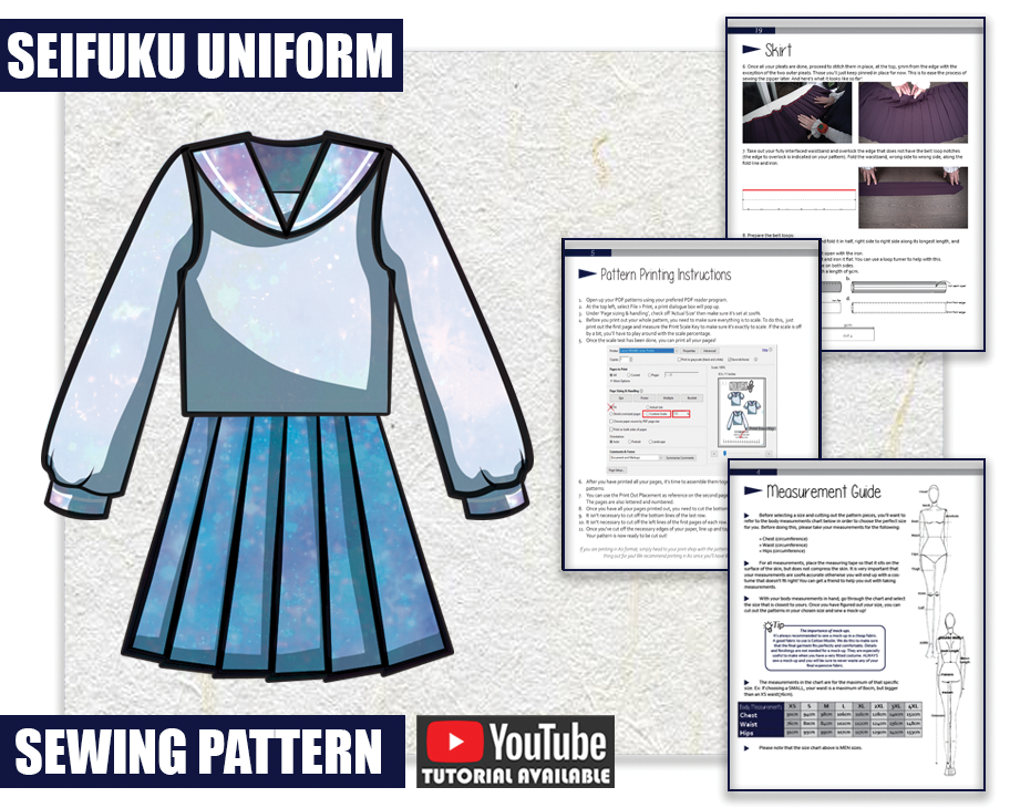 BUNDLE Seifuku Uniform Sewing Pattern/Downloadable PDF and Tutorial Book