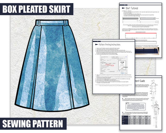 Box Pleated Skirt Sewing Pattern/Downloadable PDF File and Tutorial Book