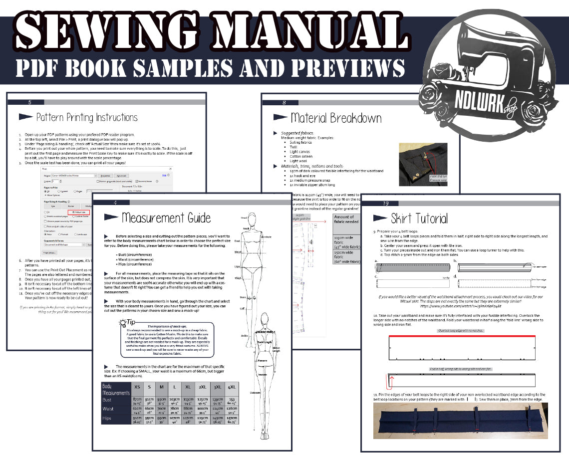 Box Pleated Skirt Sewing Pattern/Downloadable PDF File and Tutorial Book