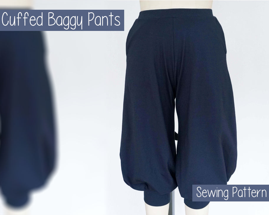 Cuffed Baggy Pants Sewing Pattern/Downloadable PDF File and Tutorial Book