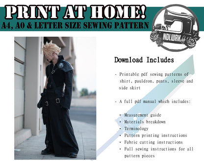 Steampunk Swordsman Cosplay Sewing Pattern/Downloadable PDF File