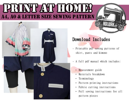 JUNIOR Japanese Uniform Cosplay Sewing Pattern/Downloadable PDF File