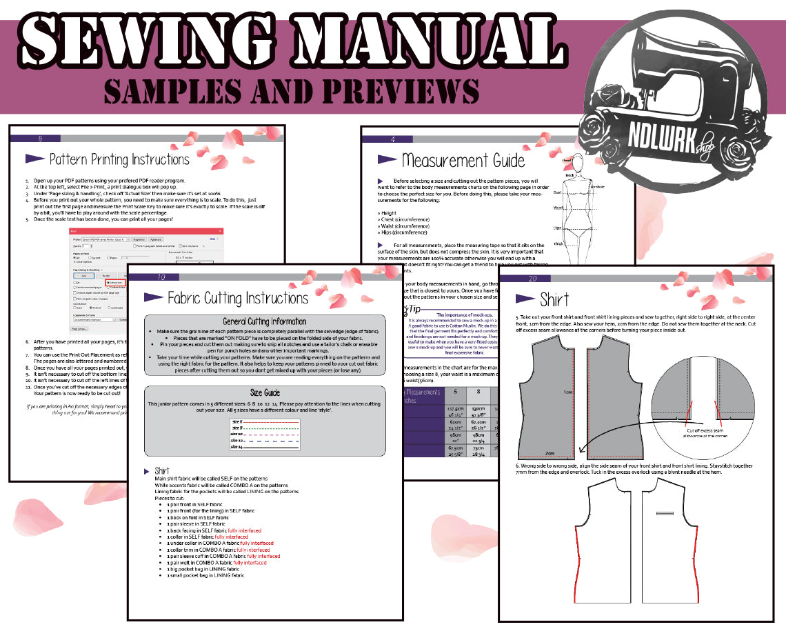 JUNIOR Cuffed Hakama Pants Sewing Pattern/Downloadable PDF File and Tutorial Book