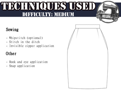 Pencil Skirt Sewing Pattern/Downloadable PDF File and Tutorial Book