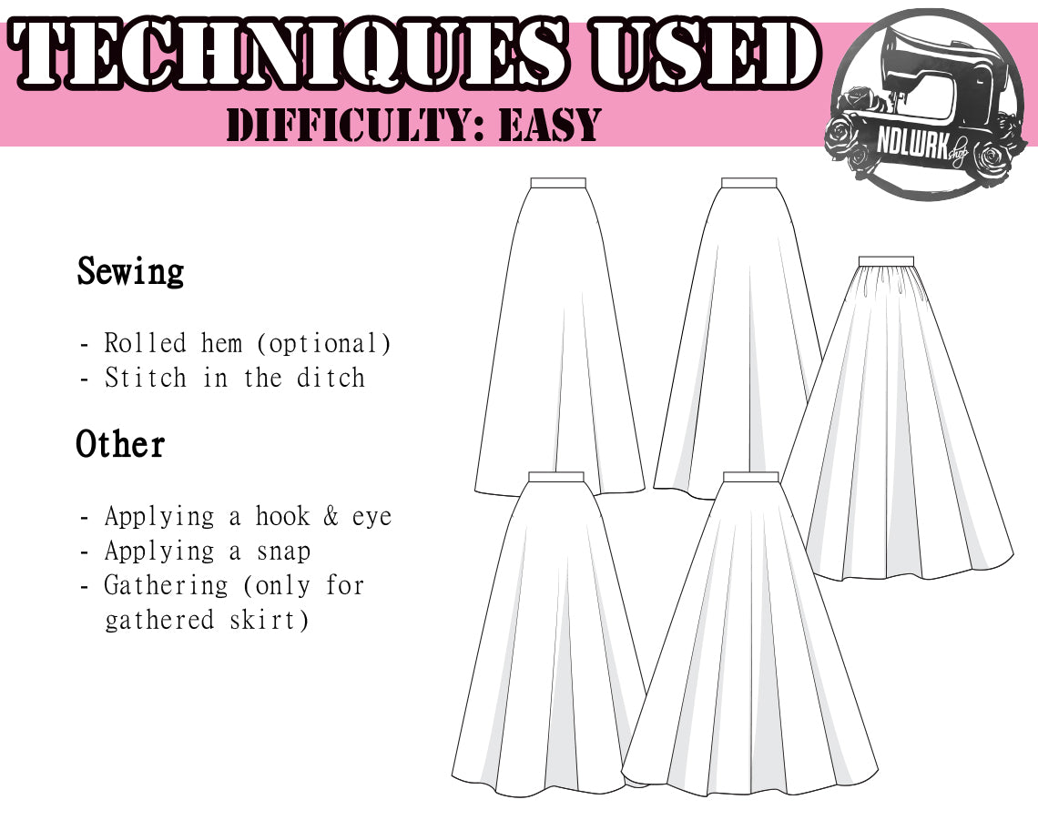 3/4 and Full Circle Skirts Sewing Pattern/Downloadable PDF File and Tutorial Book