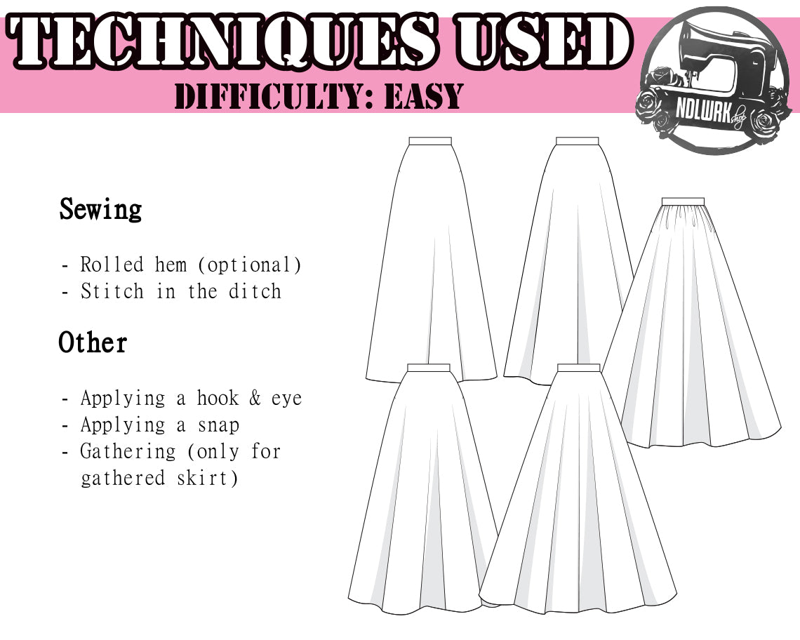 Circle Skirt Sewing Pattern PDF | 4 Styles & 3 Length Options Circle Skirt Sewing Pattern PDF | 4 Styles & 3 Length Options