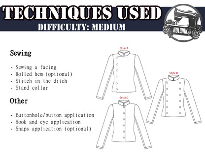 School Girl Double Breasted Jacket Sewing Pattern/Downloadable PDF File and Tutorial Book