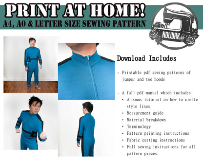 Men's Jumper & Hoods Sewing Pattern/Downloadable PDF and Tutorial Book