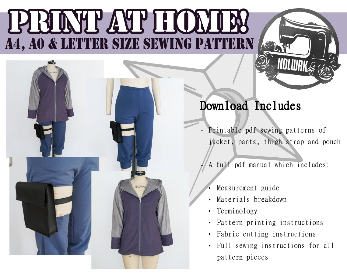 BUNDLE Lavender Ninja Cosplay Sewing Pattern/Downloadable PDF File