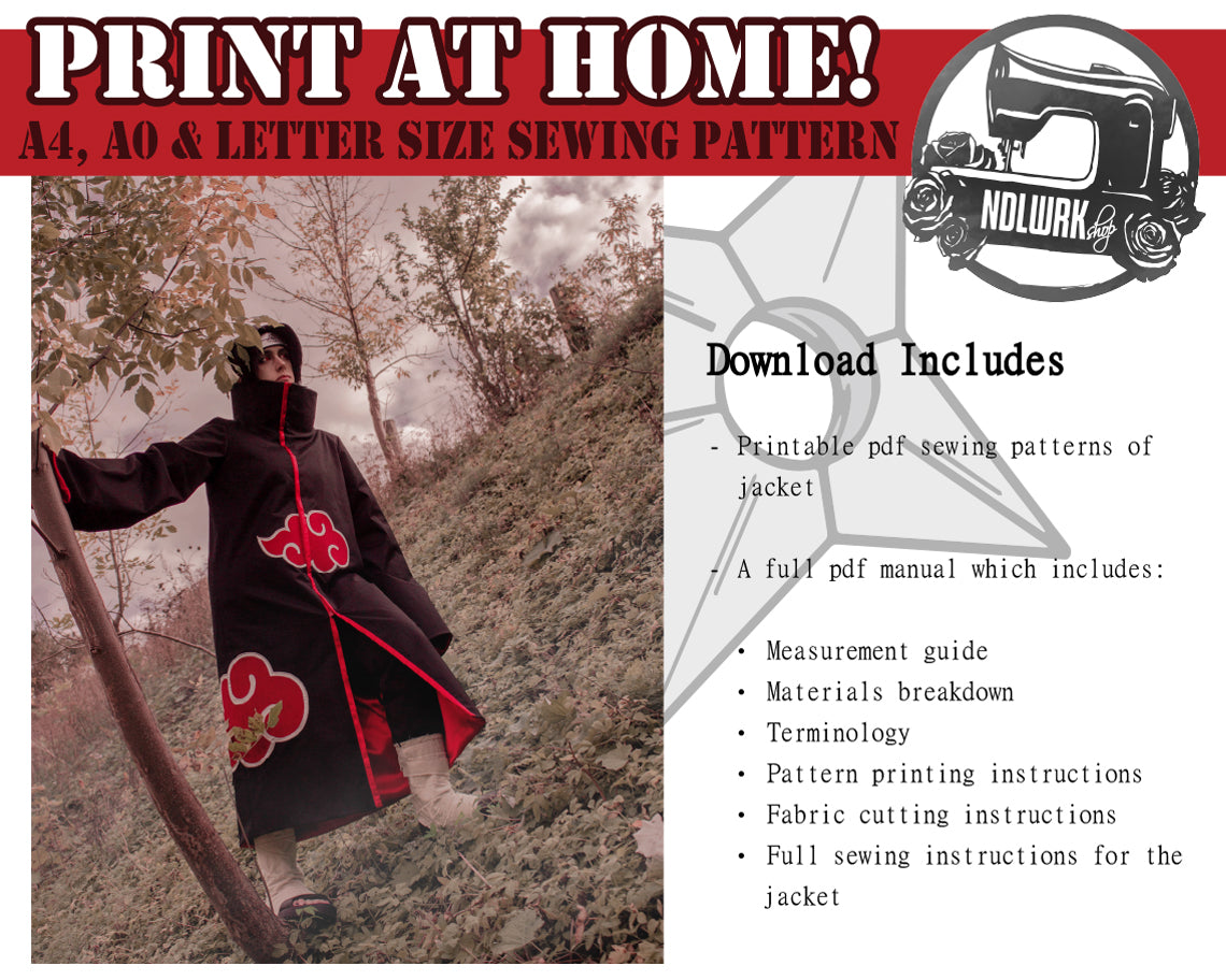 Cloud Ninja Jacket Cloak Cosplay Sewing Pattern/Downloadable PDF