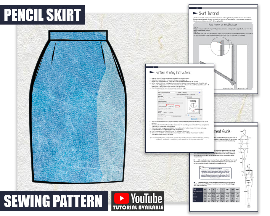 Pencil Skirt Sewing Pattern And Tutorial. StepByStep Guide. LBBJ
