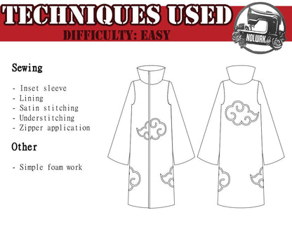 Cloud Ninja Jacket Cloak Cosplay Sewing Pattern/Downloadable PDF File