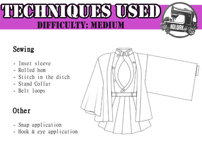 Open Shirt School Girl Uniform Cosplay Sewing Pattern/Downloadable PDF File
