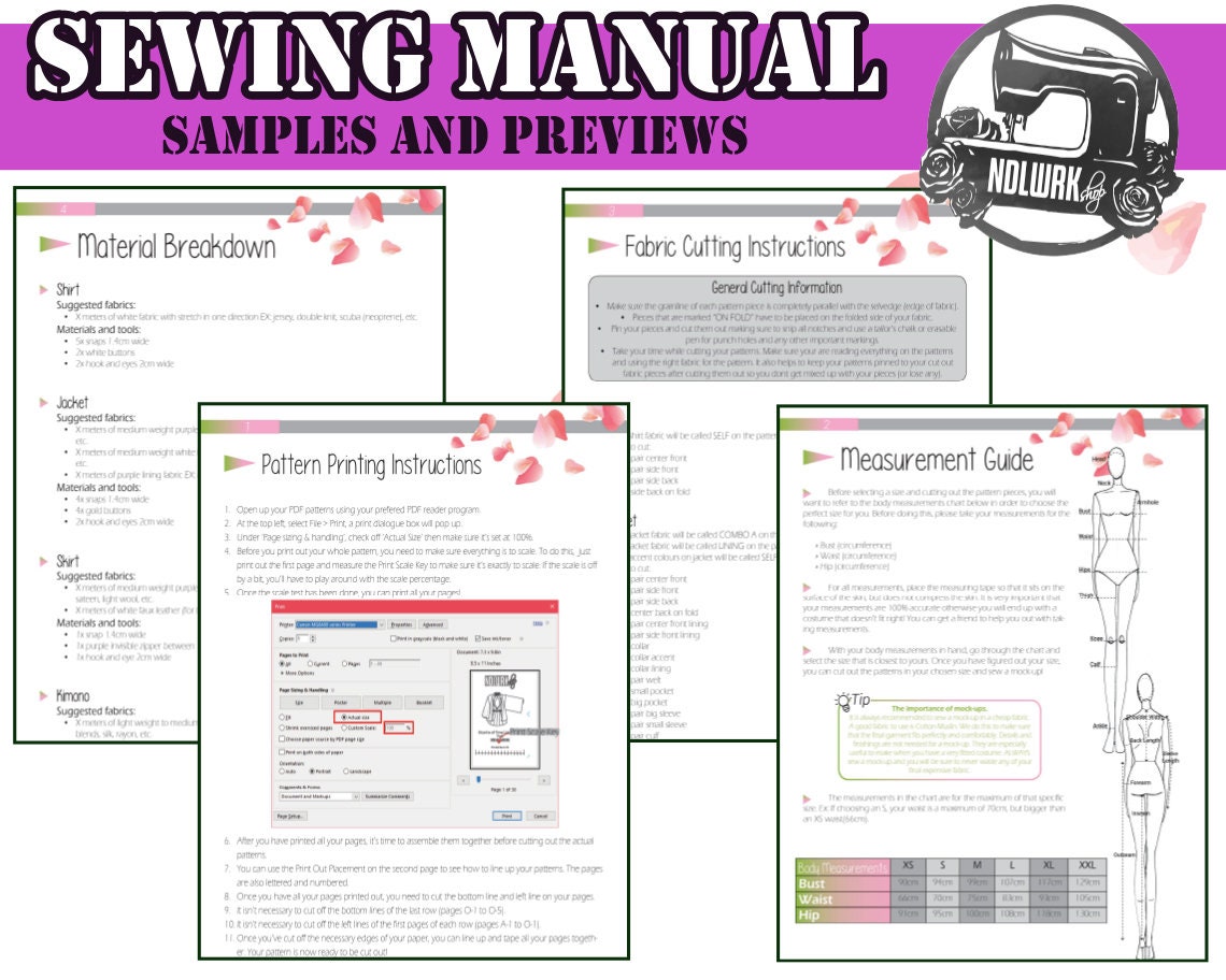 Short Kimono Sewing Pattern/Downloadable PDF File and Tutorial Book