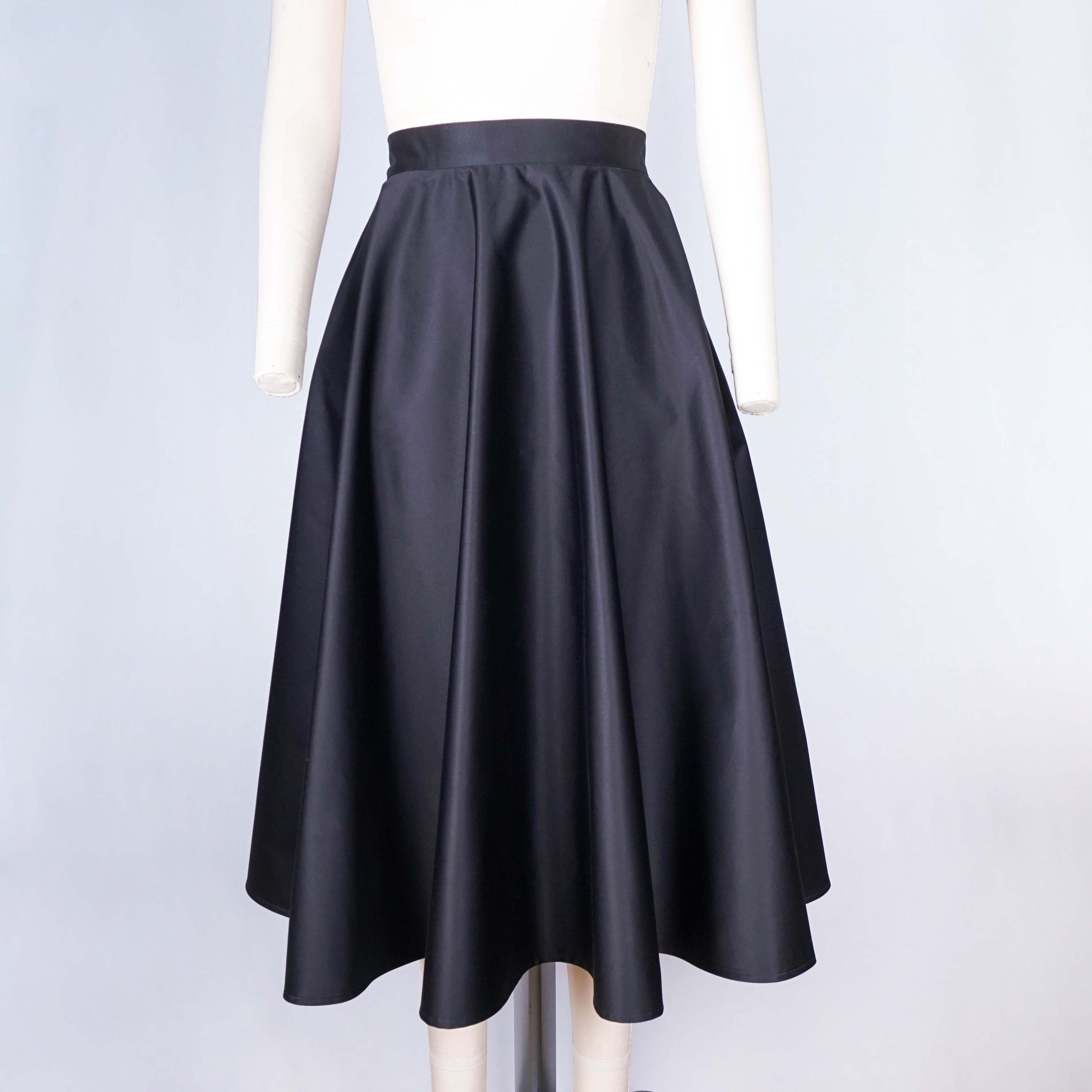 Mid length satin skirts with pockets best sale